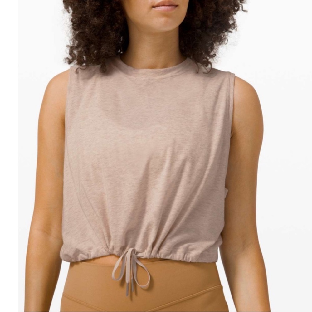 Lululemon Adapt To You Tank in Heathered Dune Cropped Pima Cotton Lightweight